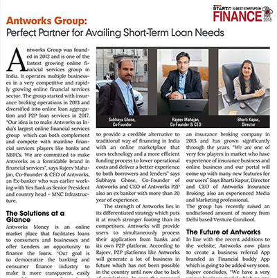 Antworks Money Featured in Top 10 FinTech Startups of 2018 by Silicon India Magazine